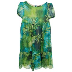 Versace Green Leaf Print Silk Chiffon Dress (12 Yrs)