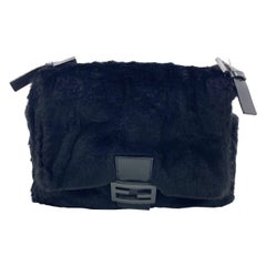 Fendi Baguette Black Faux Fur Shoulder Bag