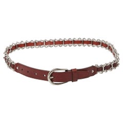 Miu Miu Burgundy Leather Chainlink Buckle Belt 80CM (ceinture à boucle en maillons de chaîne)