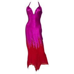 Thierry Mugler Couture Pink Flame Beaded Silk Gown