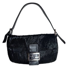 Fendi Baguette Black Glittering Waterfall Beads Shoulder Bag