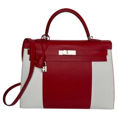 Sac Kelly rouge et blanc de Hermes 