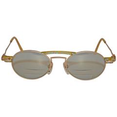 Kansai Yamamoto Matte Gold Tone with Multi-Color "Swirls" Sunglasses