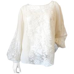 Oscar De La Renta Lace Silk Blouse, 1990s  