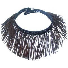 Exotic Brown Fringe Suede Belt Designed by Herve Masson Paris 