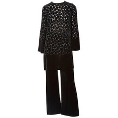 Yves Saint Laurent Cut Velvet Tunic and Pant Emsemble