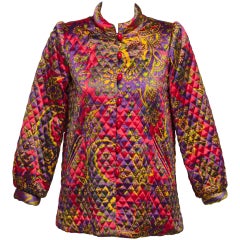 Vintage 1974 Yves Saint Laurent Russian Paisley Quilted Satin Jacket Documented YSL