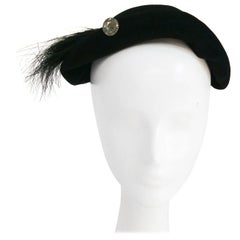 Black Wool Hat with Horsehair Embellishment, 1930s 