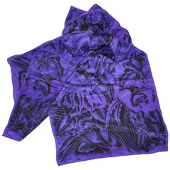 Honey Rich Violet and Black Bursting Floral Silk Scarf