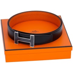 New in Box Hermes Black Orange Unisex H Belt