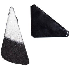  Michel McNabb for Basha Gold Black and White Enamel Triangle Earrings