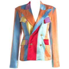 Retro Vivienne Westwood unisex multicoloured striped satin evening jacket  S/S 1993