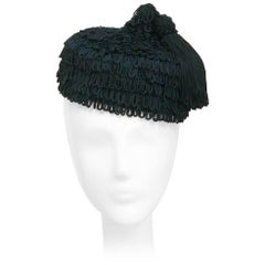 1940s Black Fringe Hat with Matching Tassel