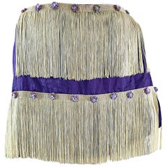 Beautiful 1950s Purple + Ivory Large Fringed vintage 50s Sequin Shawl Scarf