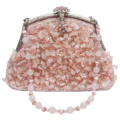 Larisa Barrera Beaded and Stone Pink Evening Bag