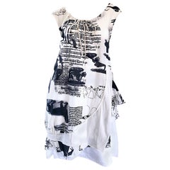 Rare 56G S / S 2006 Japanese Black and White Novelty Newspaper Print Dress