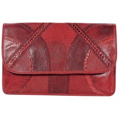 Red Vintage Carlos Falchi Exotic Skin Clutch