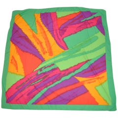 Honey "Bold Burst of Colors" with Green Borders Scarf