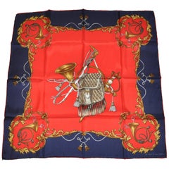 Echo Elegant "The Hunt" with Navy Borders Silk Scarf