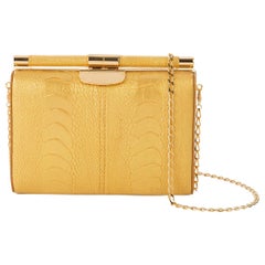 TYLER ELLIS Jamie Clutch Small Gold Ostrich Leg Gold Hardware