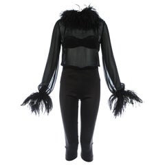 Used Dolce & Gabbana black 3-piece ensemble with ostrich feathers, A/W 1995