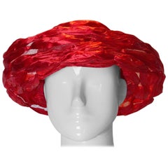 Vintage Red Ribbon and Net Hat by Fenwicks