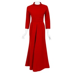 Vintage 1967 Nina Ricci Haute Couture Documented Ruby Red Wool Mod Jumpsuit