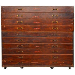 Ten-Drawer Wood Flat File