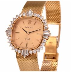 Rolex Lady's Yellow Gold Diamond Orchid Wristwatch