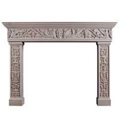 Carved Italian Renaissance Fireplace