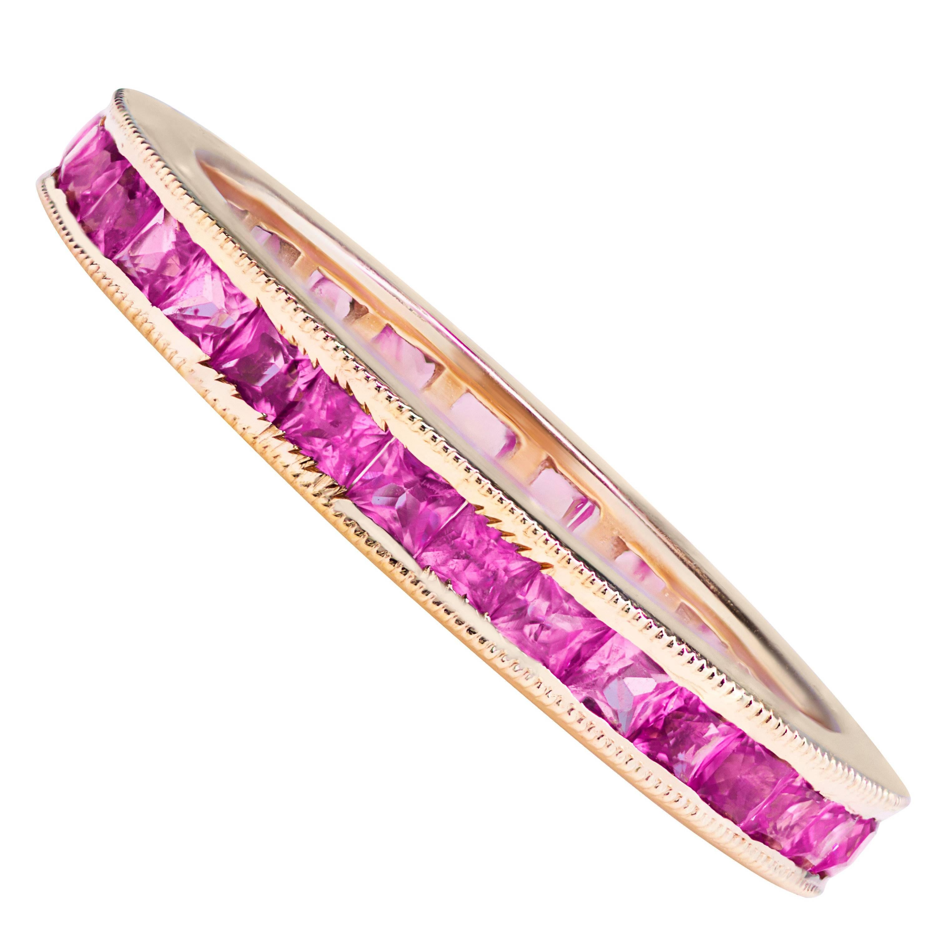 Roman Malakov 1.58 Carats Total Pink Sapphire Eternity Wedding Band Ring