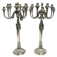 Magnificent and Impressive, Large Pair of Antique Silver Candelabra