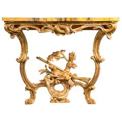 Antique Carved Giltwood Console Table 