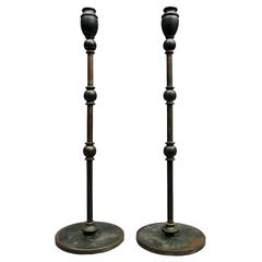 Rare Pair of Louis Comfort Tiffany Bronze Moorish Style Candlesticks, circa 1900