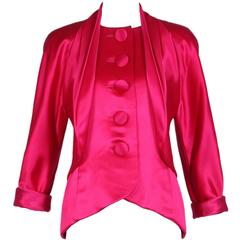 Retro Galanos Hot Pink Satin Jacket Blouse