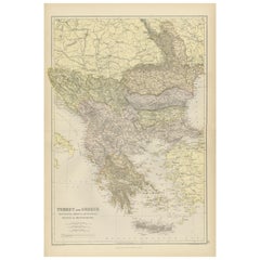 Balkan-Konvergenz: Eine Karte der Türkei und Griechenlands mit den Balkanstaaten, 1882