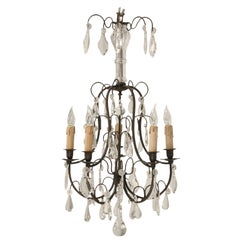 French Vintage Five-Light Bronze Chandelier