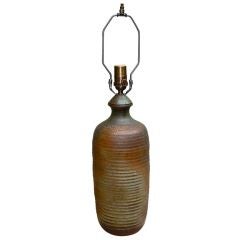 Ribbed Terracotta hand thrown lamp