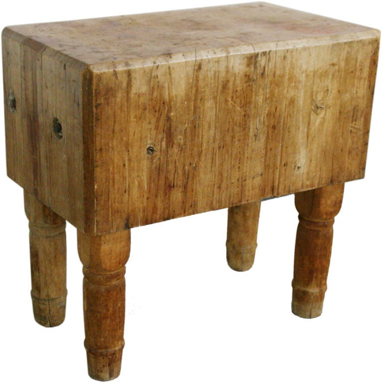 Huge 18th Century French Butcher Block Table w/ Wooden Legs For Sale