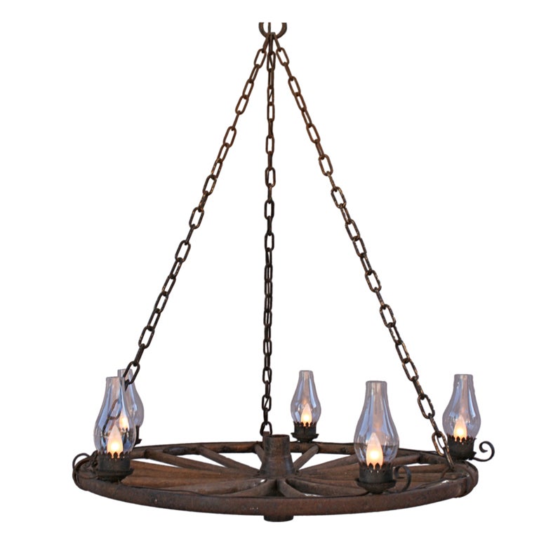 Large Wagon Wheel Chandelier