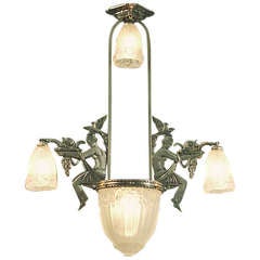 A Stupendous and Sumptuous Art Deco Chandelier -- With Ladies, Birds, Fruit