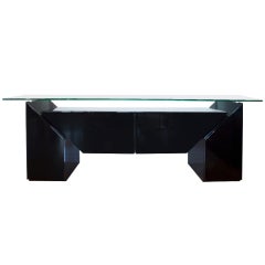 Sleek Black Lacquered Sideboard by Gorgoni Luigi 1983