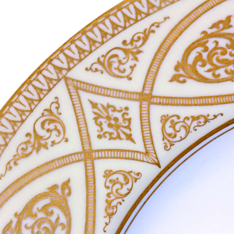 English Twelve Royal Worcester Gilded Dinner Plates