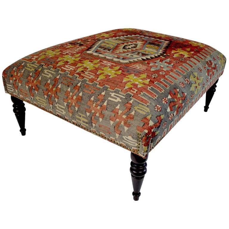 Kilim-covered ottoman bench, 19th century