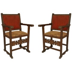 Pair of Spanish Colonial Walnut Armchairs