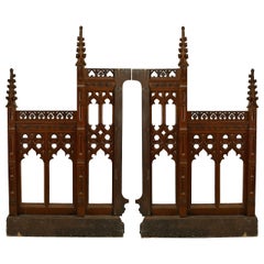 Pair of English Gothic Revival Oak Railings