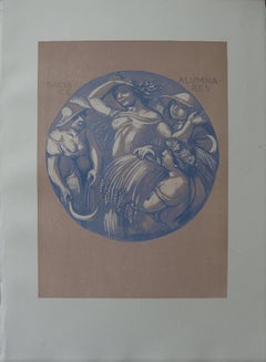 Peace and Ceres - Original woodcut - 1962