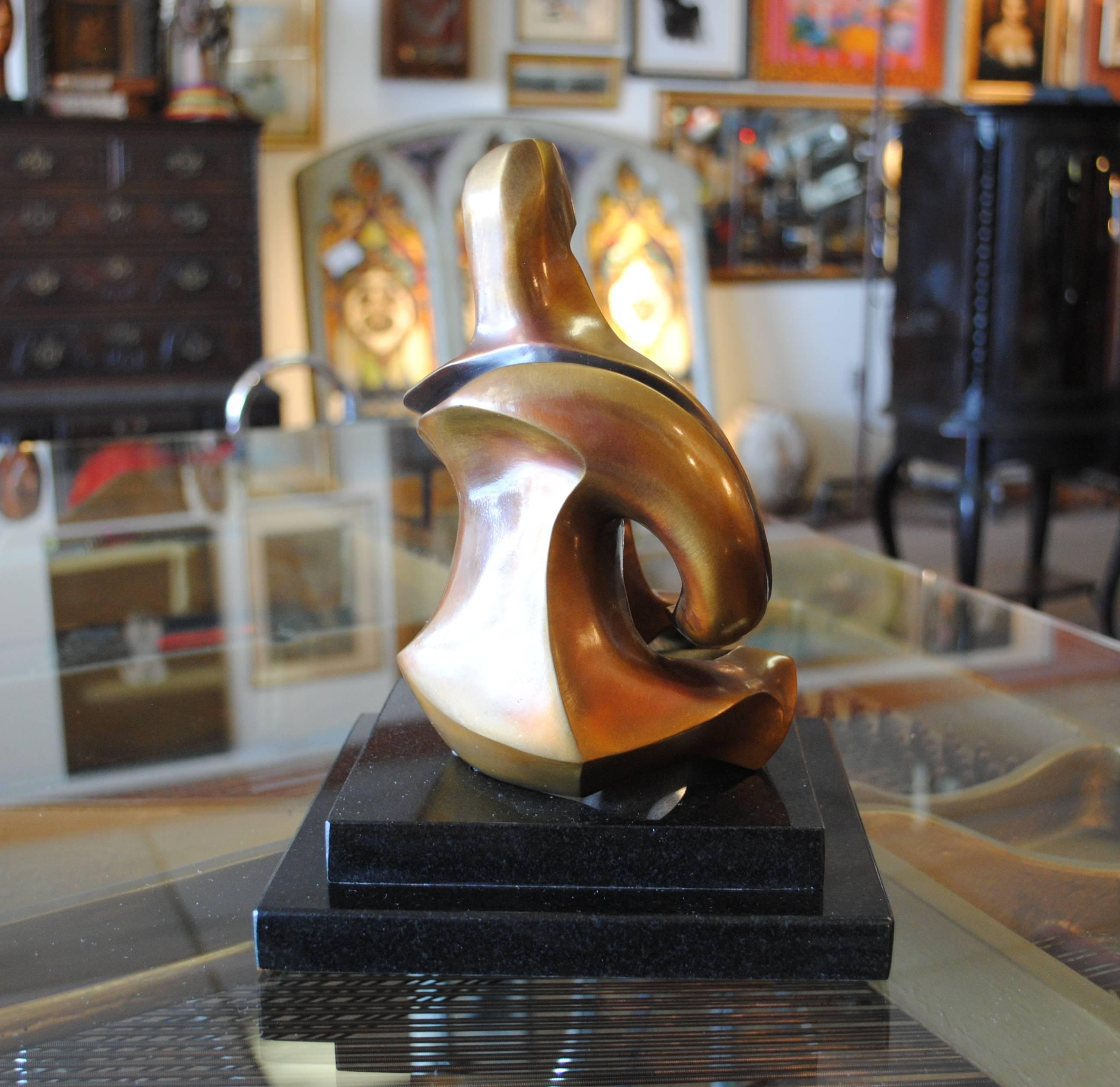 Modern Signed Abstract Bronze Table-Top Sculpture In Excellent Condition In LAS VEGAS, NV