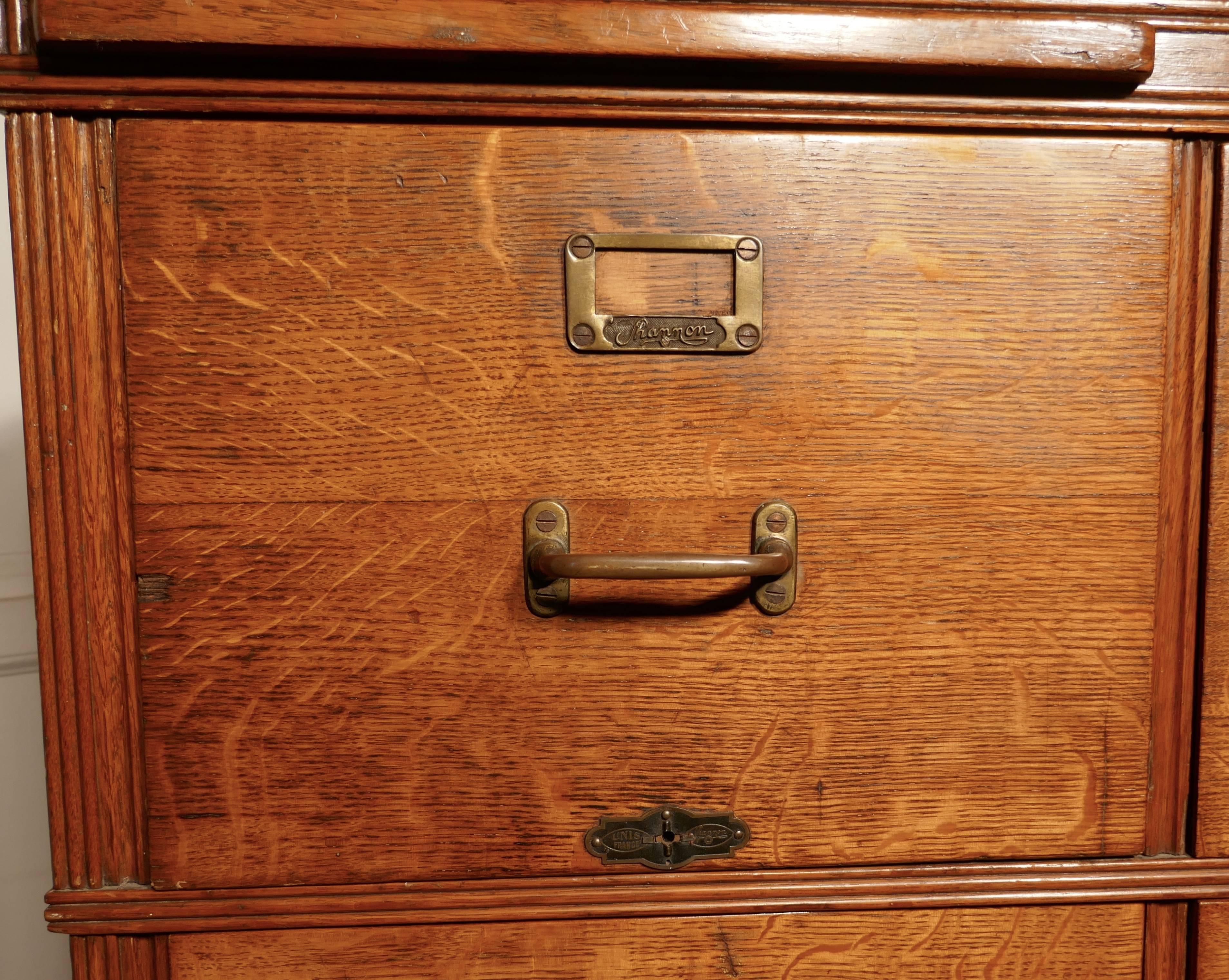 Large Edwardian 11-Drawer Oak Filing Cabinet, by Shannon 2