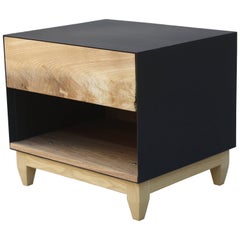 Oxide, a Customizable Matte Black Steel and Wood Nightstand or Side Table